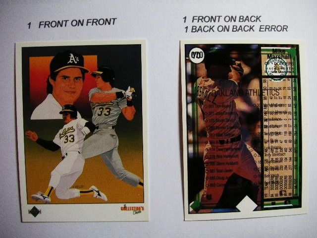 JOSE CANSECO 1989 UPPER DECK 2 ERROR CARD BACK e200  