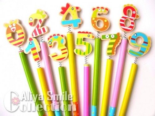 Set Cute Lovely Wooden Cartoon Pencils Pens Kids Party Gifts  