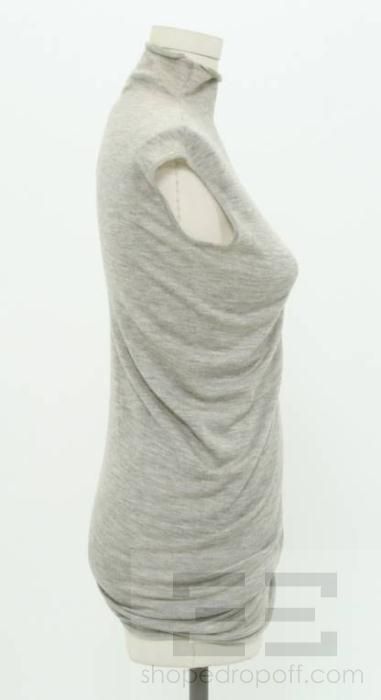   Heather Grey Cashmere Sleeveless Mock Neck Asymmetric Sweater Sz XS