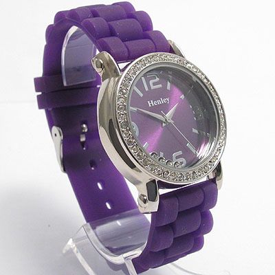 Henley Ladies Diamante Watch Floating stones Purple 167  