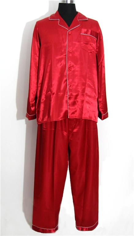 Mens Satin Pajama Sleepwear Robe Kimono S M L XL 2XL 3X  