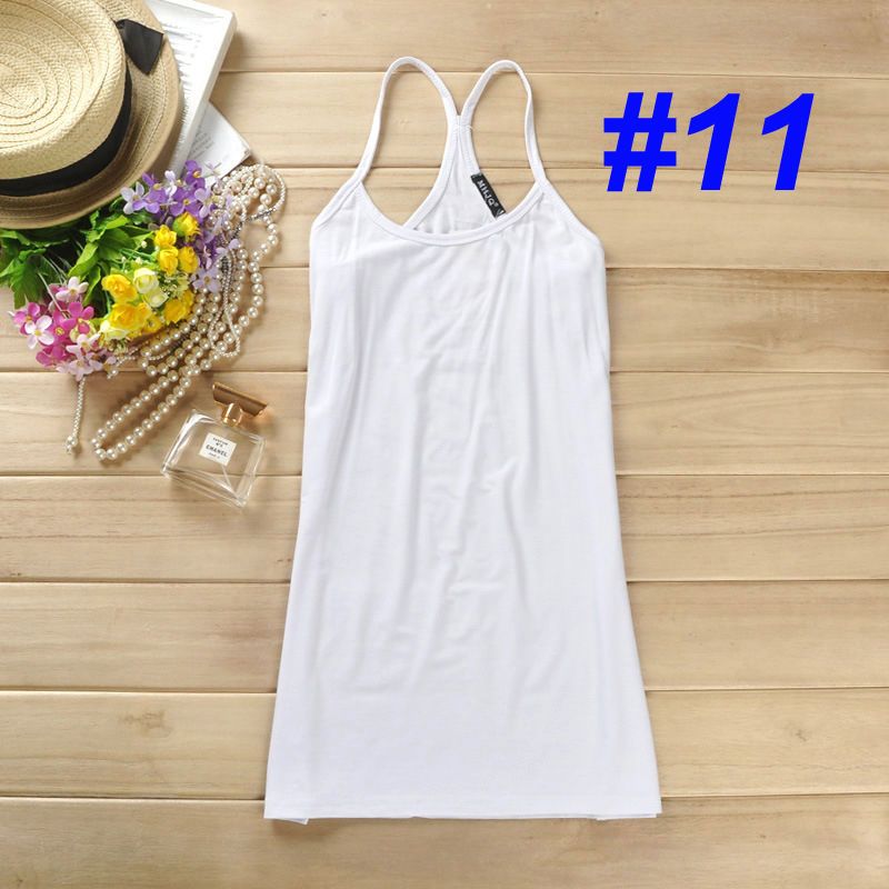 Womens New Sexy Plain Long Spaghetti Strap Tank Top Cami Basic 