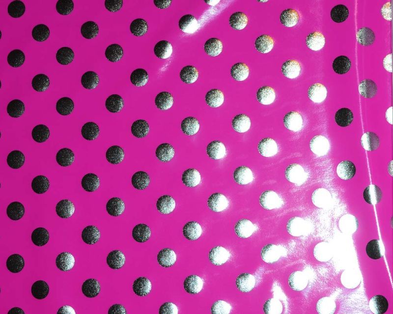PLEATHER STRETCH DOTS HOT PINK/SILVER BY THE YARD  