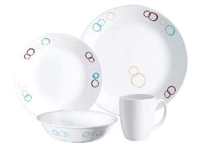 CORELLE 16pc LIVINGWARE CIRCLES DINNERWARE SET *VHTF  