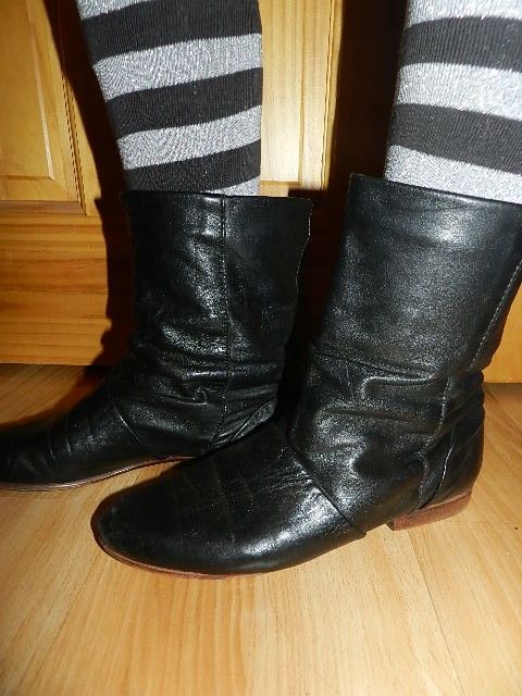 VTG 80s SLOUCH leather DEXTER ankle BOOTS pixie PUNK gothic 8 shoes 