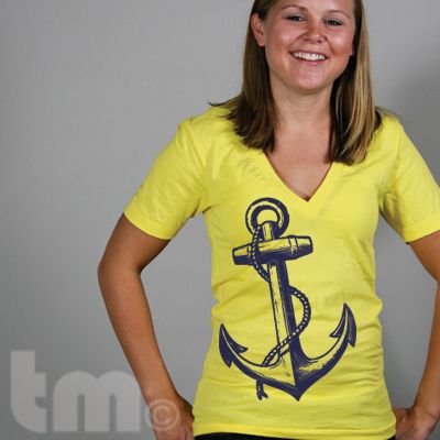 Vintage ANCHOR American Apparel 6456 Deep V Neck Shirt  