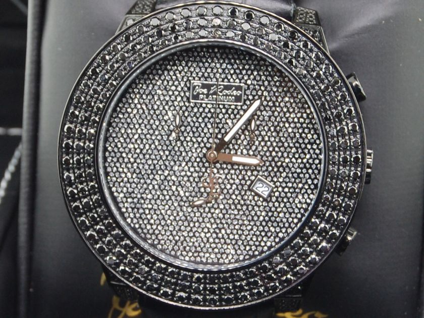 MENS JOE RODEO 3 ROW CUSTOM BLACK DIAMOND WATCH 6.75 CT  