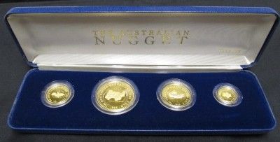 1986 Australia Gold Nugget 4 Coin Poof Set 1.85 Oz. w/ Box  