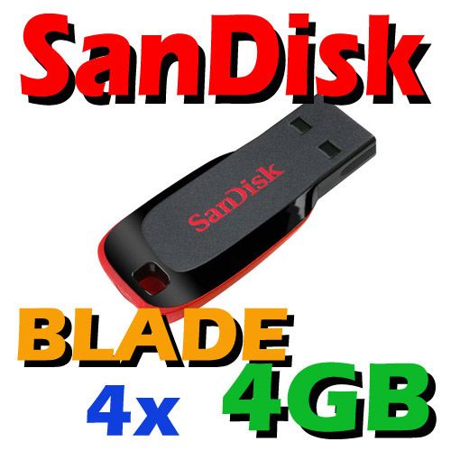 Lot of 4 SanDisk 4GB 4G Cruzer BLADE (=16GB) USB Flash Pen Drive 