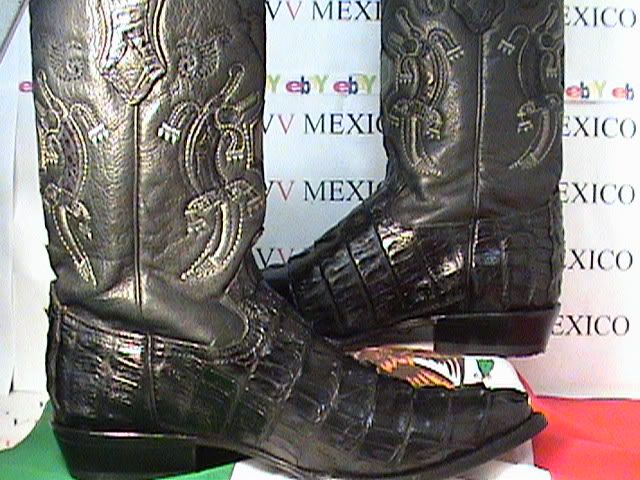 CUADRA CROCODILE ALIGATOR MENs COWBOY BLACK BOOT SIZE 8  