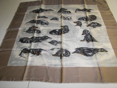 VINTAGE DACHSHUND SILK SCARF ITALY SAKS FIFTH AVE XAVIER DE PORET 