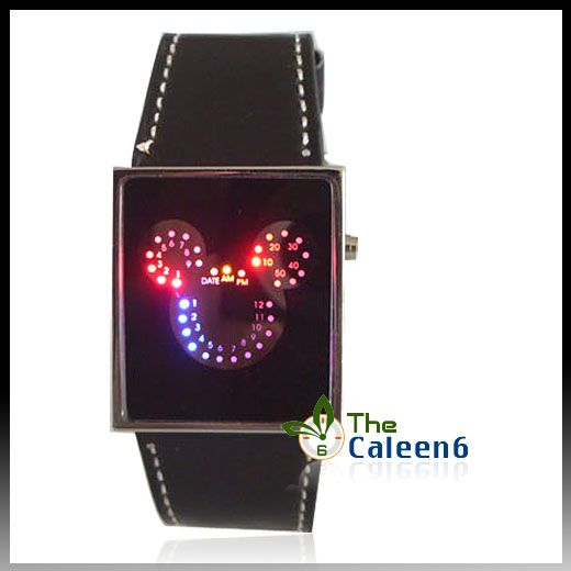   Red LED Sports Unisex Fashion Date Rubber Wrist Watch 2 Colors  