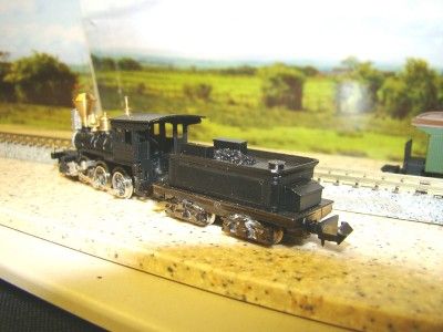 KEY BRASS N SCALE 1880S BALDWIN MOGUL & 5 CAR PLATFORM TRAIN ((MIB 