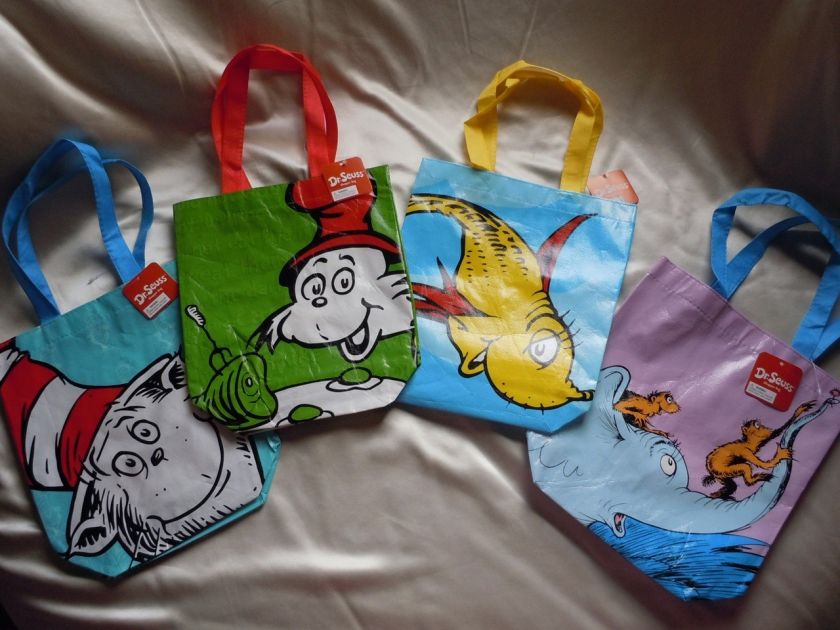 CLASSIC DR. SEUSS Mini Reusable Plastic Tote Bags NWT  