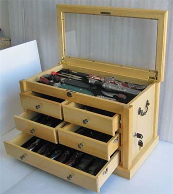 Knife Display Case Storage Cabinet,, Shadow Box Top  