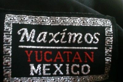 NWT Black Guayabera Cigar Embroidered Satin Shirt XL  