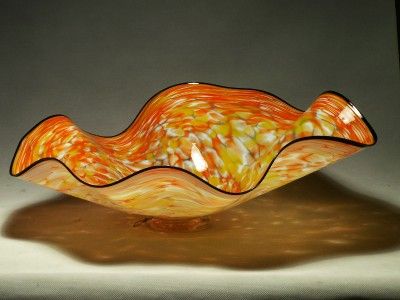   Hand Blown Hot Glass Art Wall Platter Bowl Signed by W. Hagy  