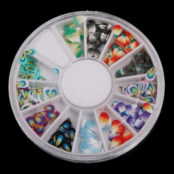 120 PCS 3D Mix Fimo Nail Art Decoration Tips polymer clay slices Wheel 