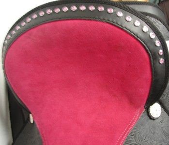 16PINK fuschia BLING BLACK WESTERN HORSE SADDLE BLACK  