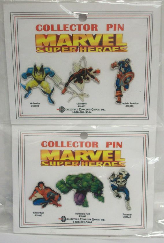 New Marvel Super Heros Collector Pins Set of 6  