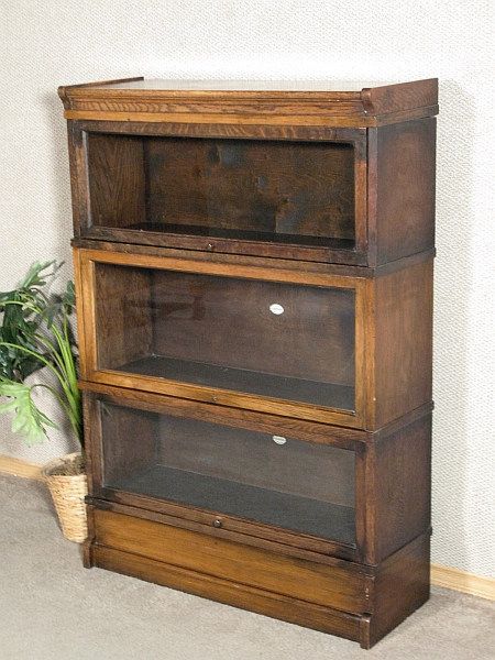 ANTIQUE 3 Shelf OAK Stacking Barrister LAWYERS BOOKCASE l13  