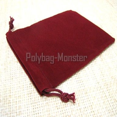 50 Burgundy Velvet Square Jewelry Pouches Bags 3X3.5  
