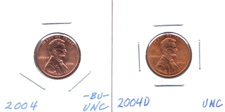 BU** 2004 P&D LINCOLN MEMORIAL CENT PENNY SET  