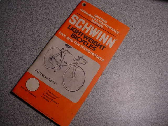 SCHWINN DELUXE VARSITY OWNERS MANUAL LIGHTWEIGHTS  