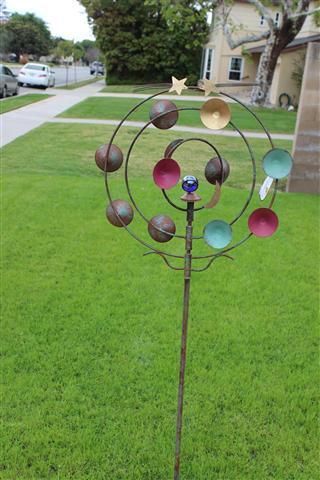 METAL WINDMILL SHOOTING STAR WIND SPINNER YARD STAKE GARDEN STAKE YARD 