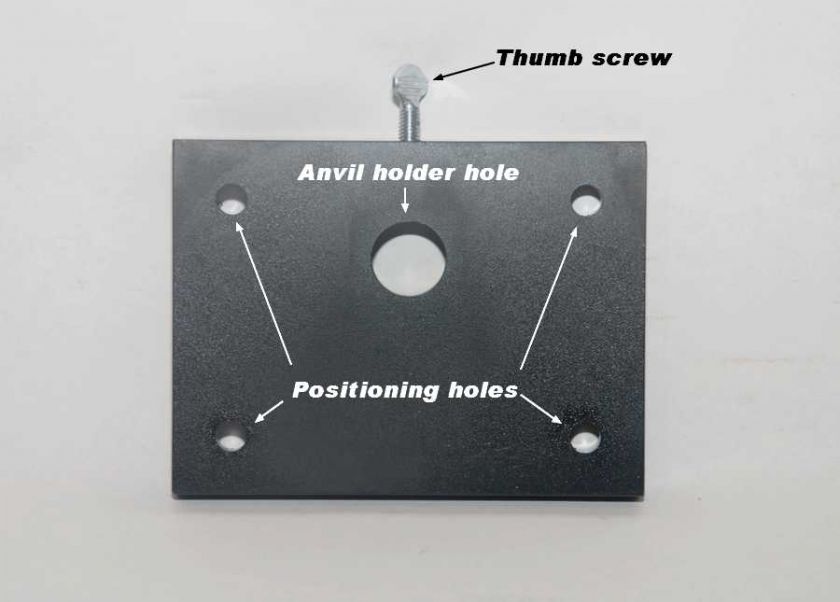 tool set universal base plate showing various holes for positioning