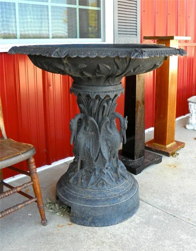   Victorian FISKE Garden Aquarium FISH TANK Urn Fountain EGRET BIRDS