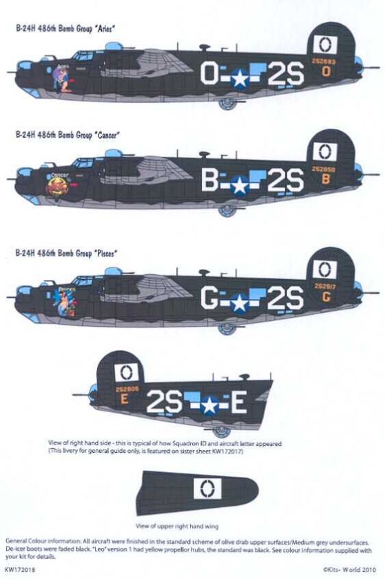 Decals Kits World 1/72 B 24 LIBERATOR ZODIACS #2 *MINT  