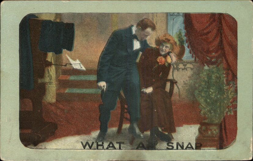 Couple Romance Portrait Picture Old Camera Comic c1910 Postcard  