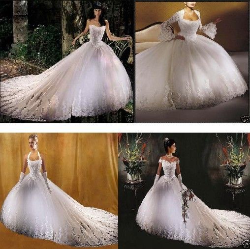   White/Ivory Bridal Wedding Dress Prom Gown size 6 8 10 12 14 16  