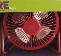 PERSONAL ELECTRIC FAN ADJUSTABLE TILT HEAD RED ALL METAL  