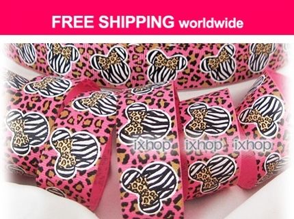   Minnie Leopard (U PICK COLOR) Grosgrain Ribbon 7100/21 8224  