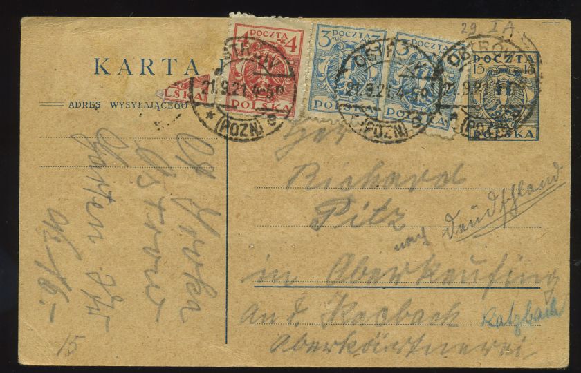 POLAND UPRATED STATIONERY CARD OSTROW 1921  