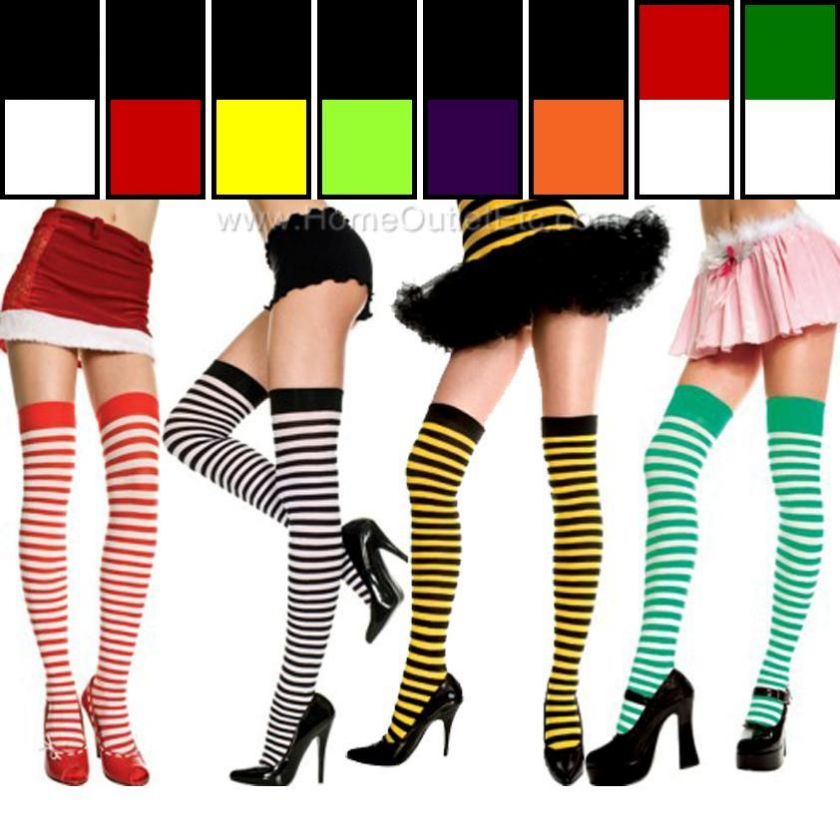 Sexy OPAQUE STRIPED THIGH HI Nylon Stockings High Trouser Sock Hosiery 