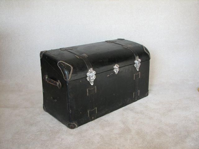 Antique Leather Laher Auto Car Trunk Circa 1920  