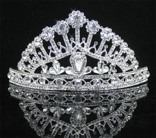 Wedding/Bridal crystal veil tiara crown headband CR188  