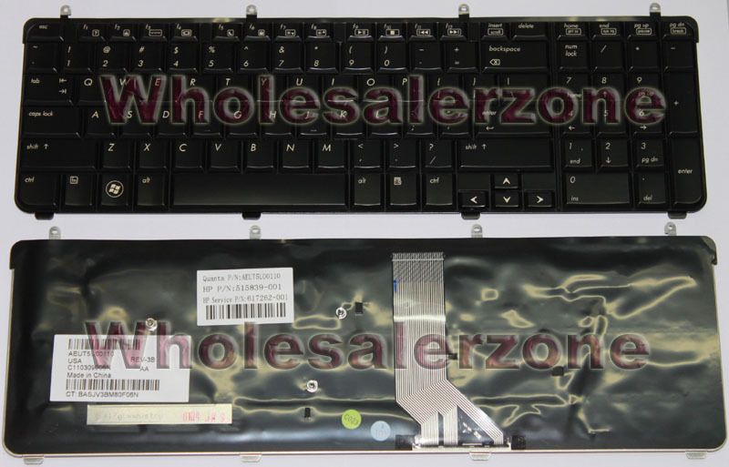   519265 001 PAVILION DV7 2000 DV7 3000 GLOSSY BLACK US KEYBOARD  