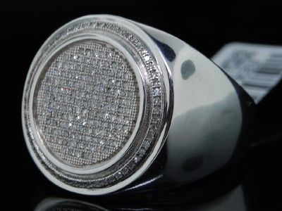 MENS WHITE GOLD FINISH WHITE PAVE DIAMOND PINKY RING  