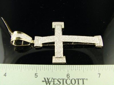 10K MENS YELLOW GOLD ROUND 3.5 INCH XL DIAMOND CROSS  