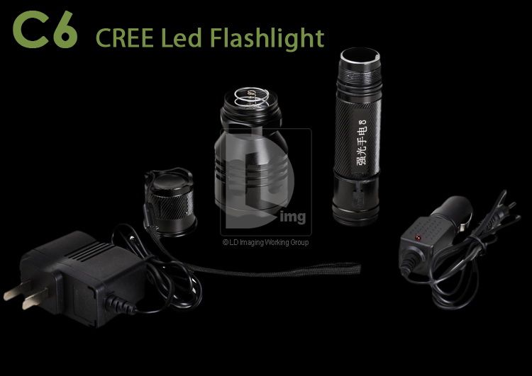 UltraFire CREE Q5 500lm LED Flashlight Torch +Charger  