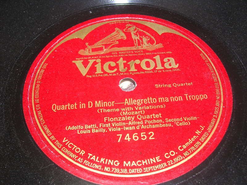 VICTOR 74652   FLONZALEY QUARTET   Quartet in D  78 rpm  