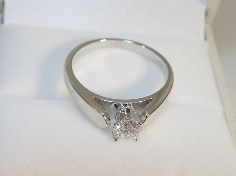 14K White Gold 0.36CT Diamond Solitaire Engagement Ring   GIA 