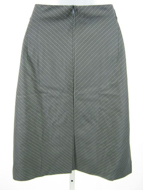 LAUREL Gray Striped Silk Straight Skirt Sz 42  