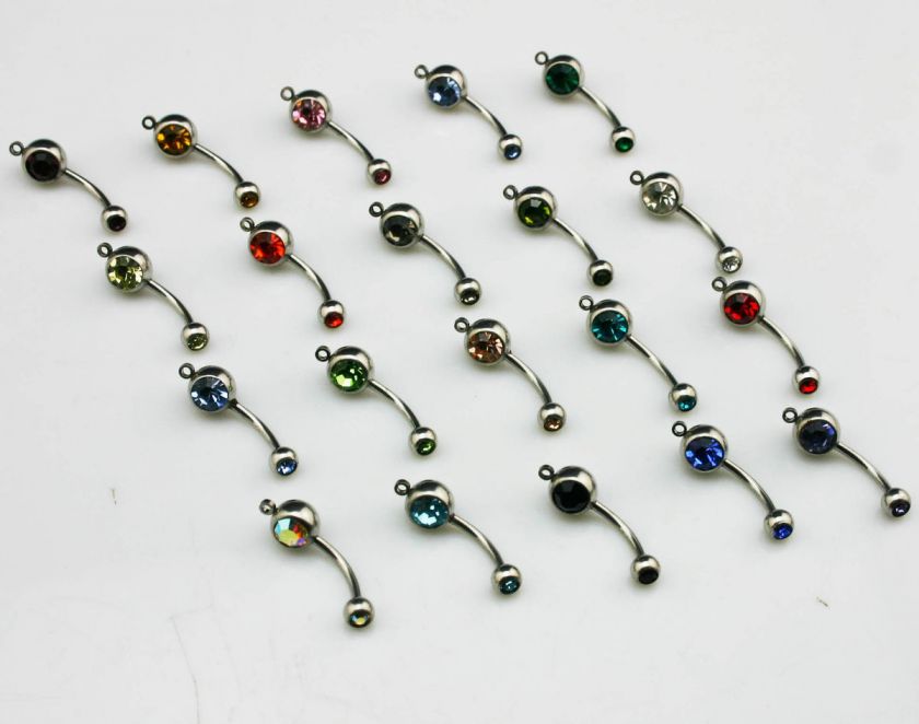 Pick 20 Colors Belly Button Navel Rings WITH Charm Attachment DIY 