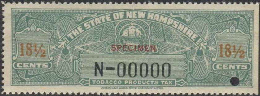 NEW HAMPSHIRE State Revenue Tobacco Tax Stamp SRS NH T25S s/e  