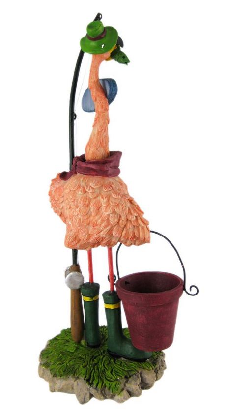 Fishing Flamingo Bobble Head Welcome Statue  